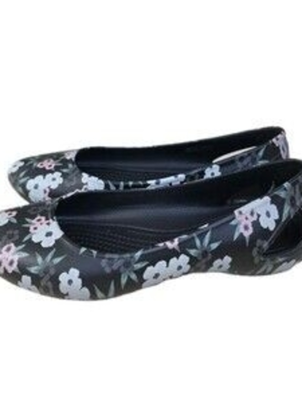 CROCS Black Floral Slip-On Ballet Flats